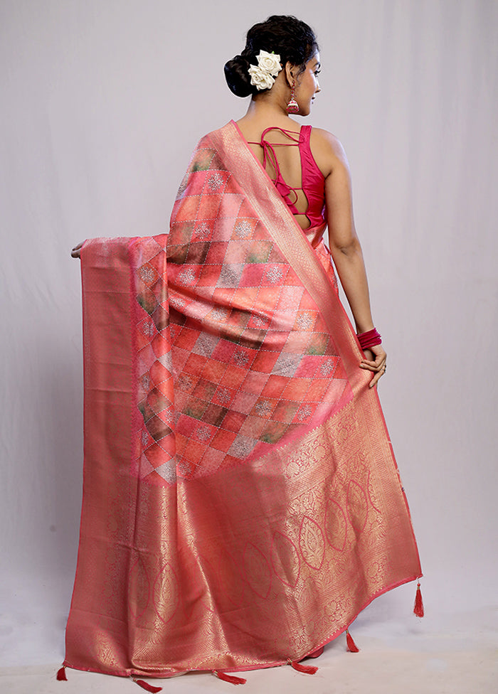 Pink Dupion Silk Saree With Blouse Piece - Indian Silk House Agencies