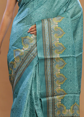 Blue Tussar Pure Silk Saree With Blouse Piece - Indian Silk House Agencies