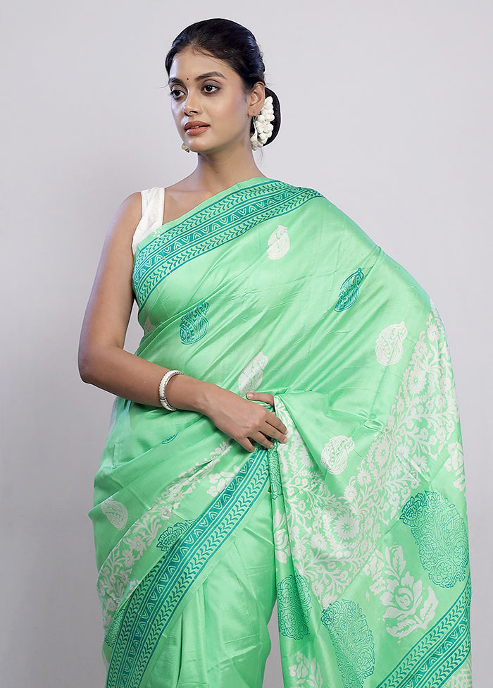 Multicolor Printed Pure Silk Saree With Blouse Piece - Indian Silk House Agencies