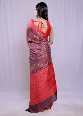 Purple Printed Pure Silk Saree With Blouse Piece - Indian Silk House Agencies