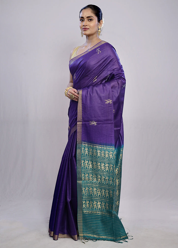 Multicolor Tussar Pure Silk Saree With Blouse Piece - Indian Silk House Agencies