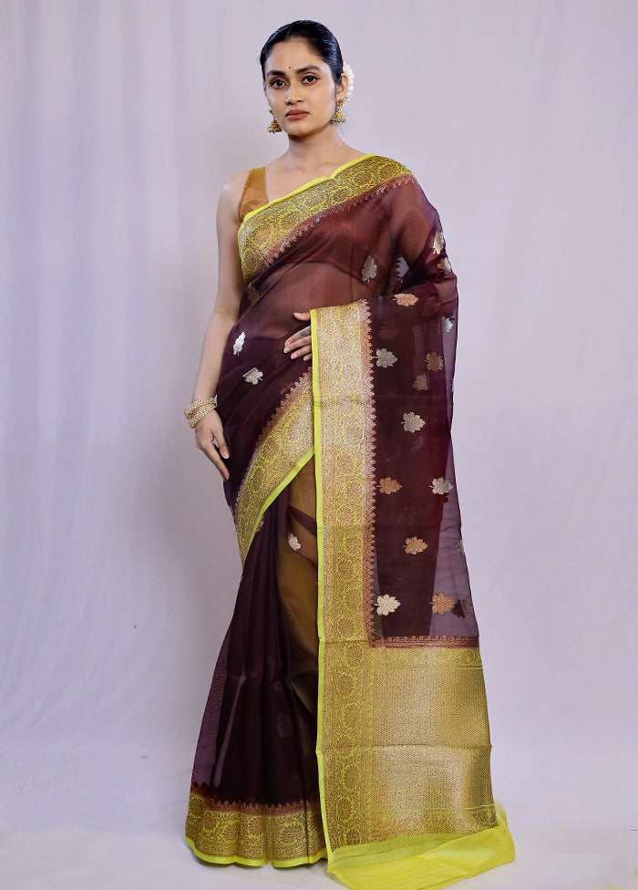 Purple Kora Pure Silk Saree With Blouse Piece - Indian Silk House Agencies