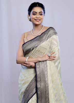 Cream Kora Silk Saree With Blouse Piece - Indian Silk House Agencies