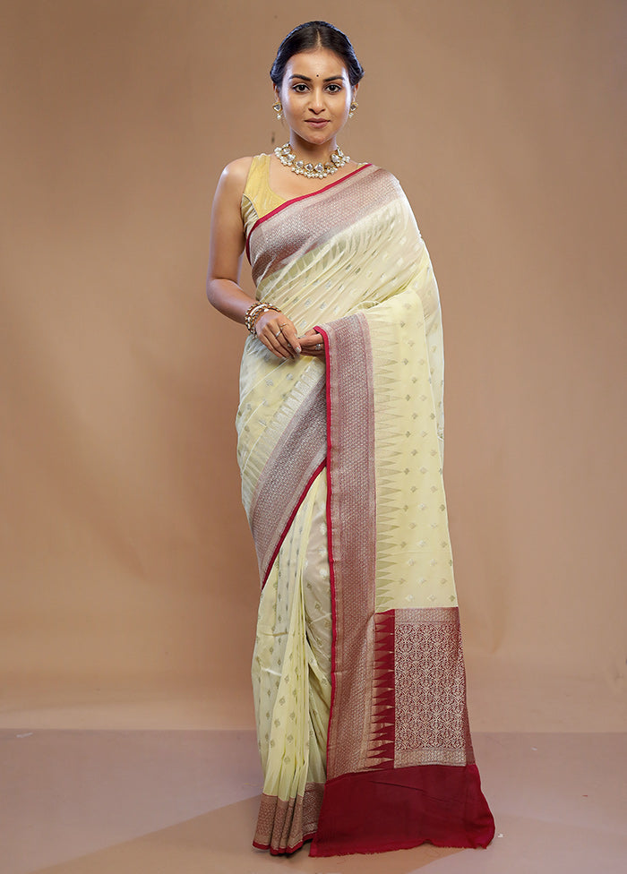 Yellow Kora Silk Saree With Blouse Piece - Indian Silk House Agencies