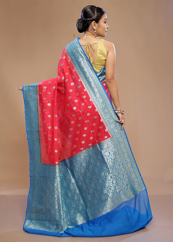 Red Dupion Silk Saree With Blouse Piece - Indian Silk House Agencies