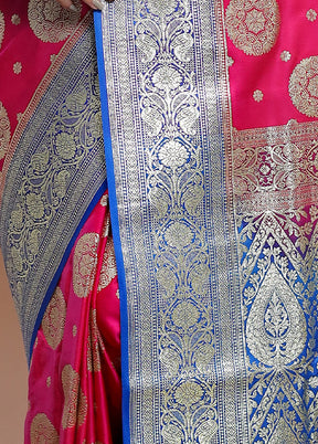 Pink Banarasi Silk Saree With Blouse Piece - Indian Silk House Agencies