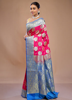 Pink Banarasi Silk Saree With Blouse Piece - Indian Silk House Agencies