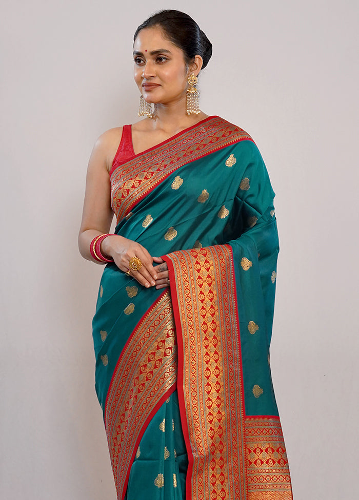 Green Dupion Silk Saree With Blouse Piece - Indian Silk House Agencies