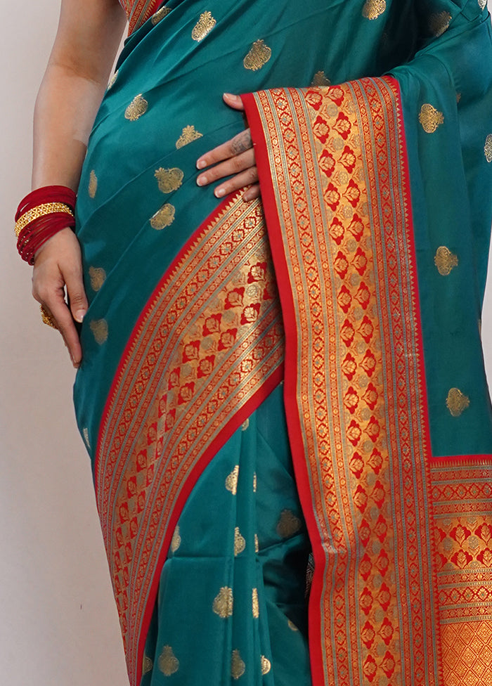 Green Dupion Silk Saree With Blouse Piece - Indian Silk House Agencies