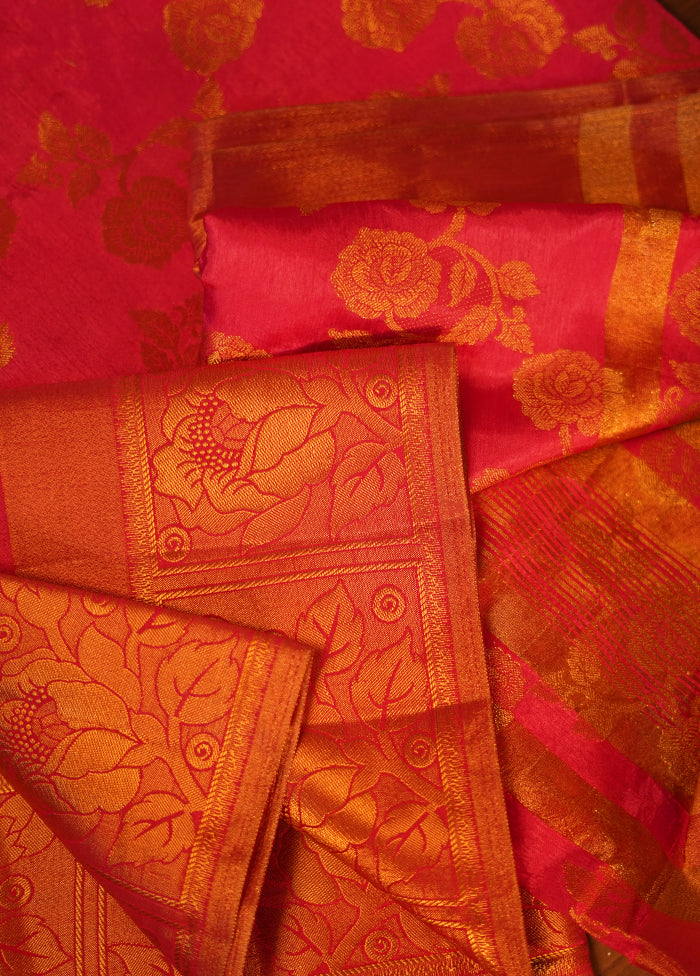 Pink Dupion Silk Saree With Blouse Piece - Indian Silk House Agencies