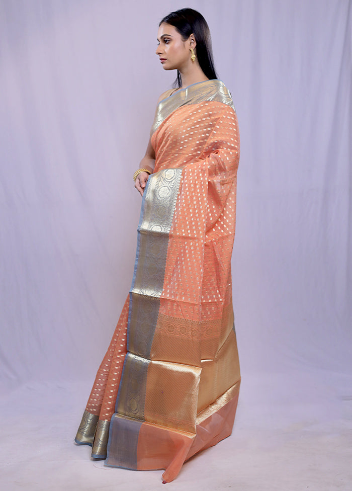 Rust Cotton Saree With Blouse Piece - Indian Silk House Agencies