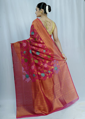 Pink Kora Silk Saree With Blouse Piece - Indian Silk House Agencies