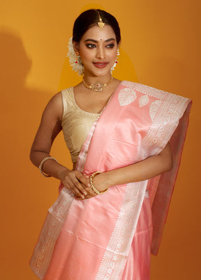 Pink Banarasi Pure Silk Saree With Blouse Piece - Indian Silk House Agencies