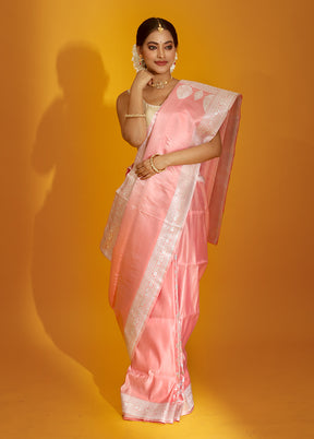 Pink Banarasi Pure Silk Saree With Blouse Piece - Indian Silk House Agencies