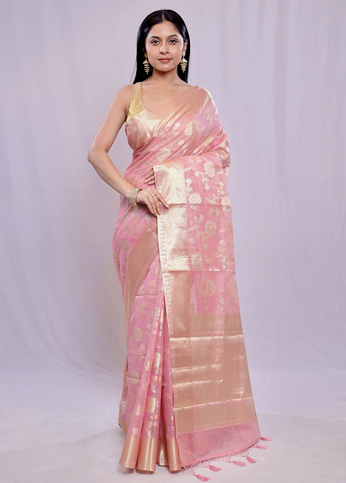 Pink Pure Cotton Saree With Blouse Piece - Indian Silk House Agencies