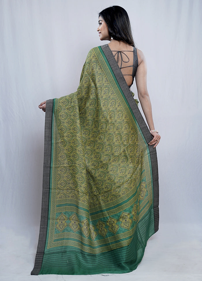 Green Tussar Silk Saree With Blouse Piece - Indian Silk House Agencies