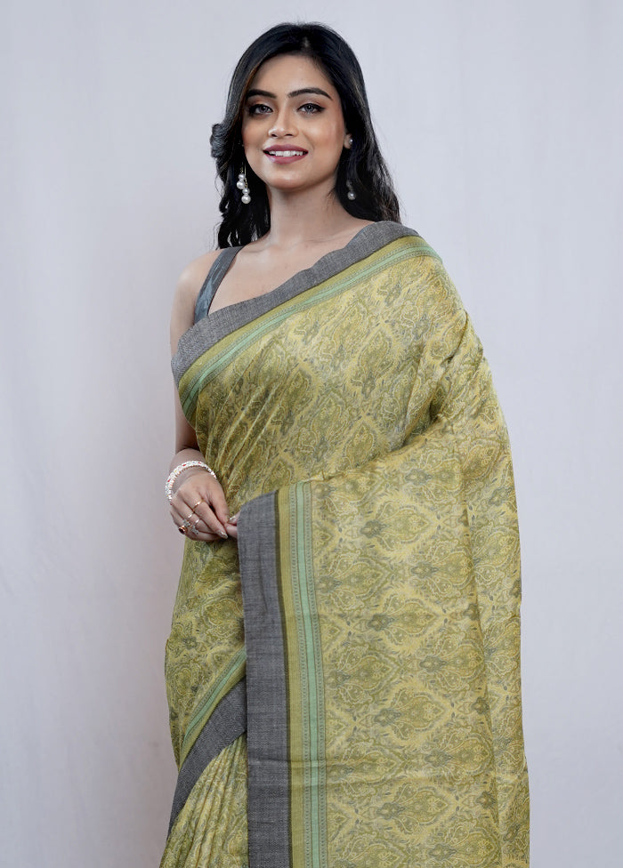 Green Tussar Silk Saree With Blouse Piece - Indian Silk House Agencies