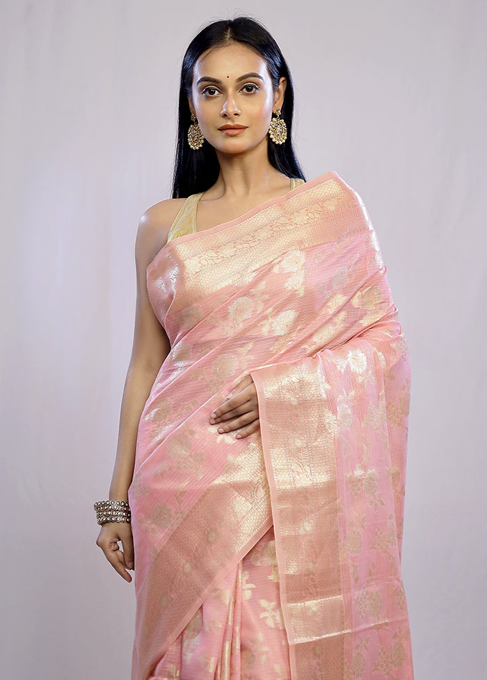 Pink Kora Silk Saree With Blouse Piece - Indian Silk House Agencies