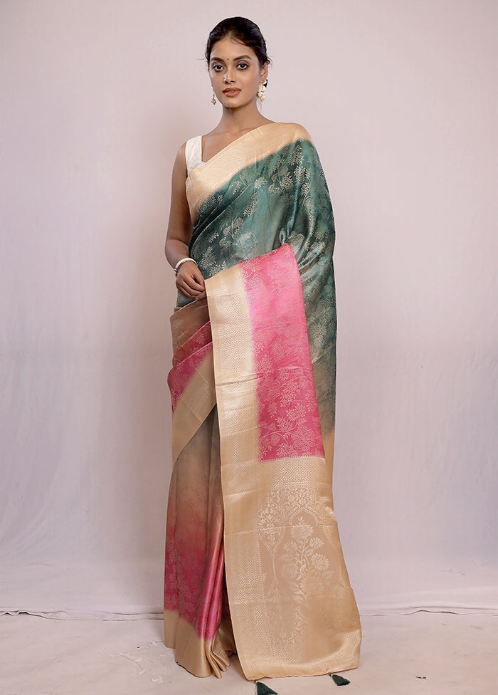 Multicolor Dupion Silk Saree With Blouse Piece - Indian Silk House Agencies