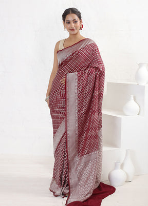 Maroon Pure Georgette Saree With Blouse Piece - Indian Silk House Agencies