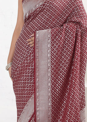 Maroon Pure Georgette Saree With Blouse Piece - Indian Silk House Agencies