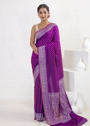 Purple Pure Georgette Saree With Blouse Piece - Indian Silk House Agencies