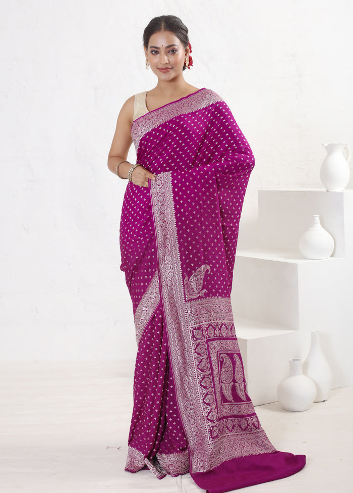 Purple Pure Georgette Saree With Blouse Piece - Indian Silk House Agencies