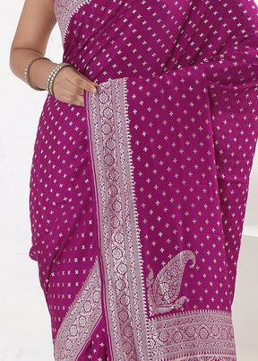 Purple Pure Georgette Saree With Blouse Piece - Indian Silk House Agencies