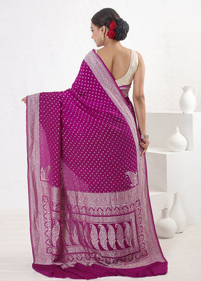 Purple Pure Georgette Saree With Blouse Piece - Indian Silk House Agencies