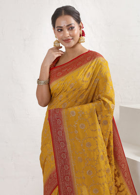 Yellow Pure Georgette Saree With Blouse Piece - Indian Silk House Agencies