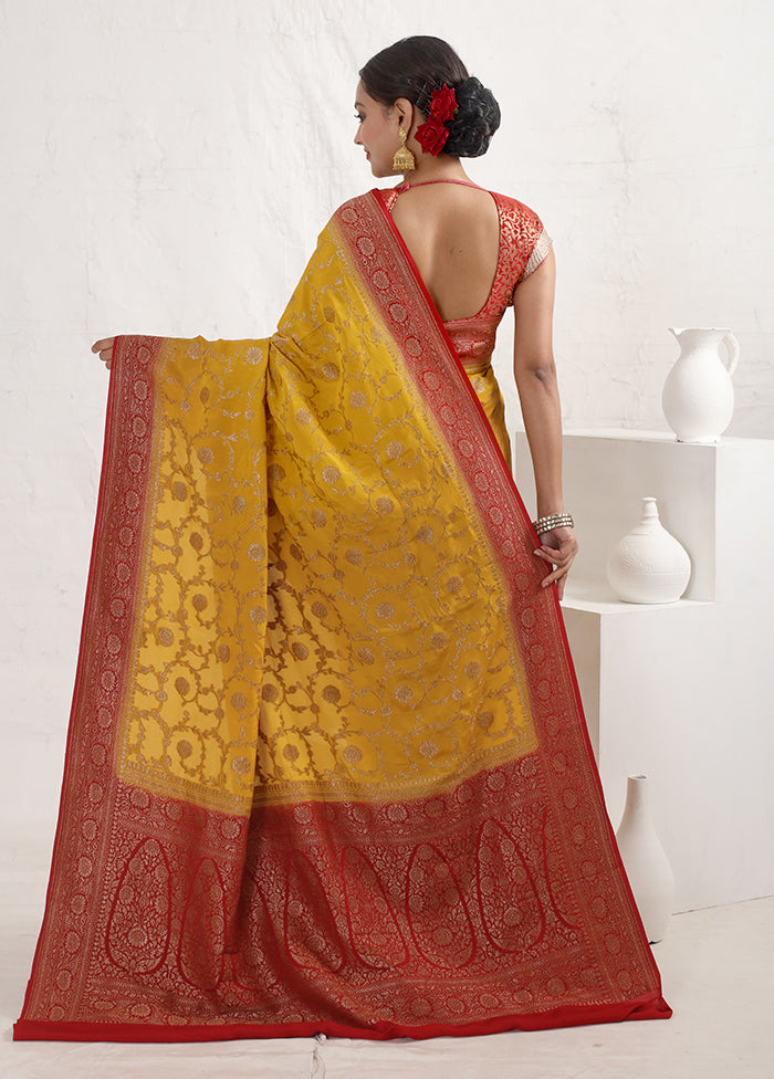 Yellow Pure Georgette Saree With Blouse Piece - Indian Silk House Agencies