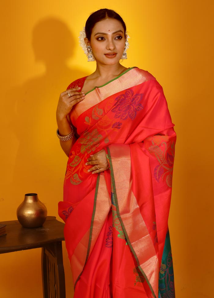 Pink Kanjivaram Pure Silk Saree With Blouse Piece - Indian Silk House Agencies