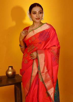 Pink Kanjivaram Pure Silk Saree With Blouse Piece - Indian Silk House Agencies