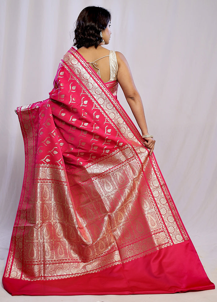 Pink Banarasi Silk Saree With Blouse Piece - Indian Silk House Agencies