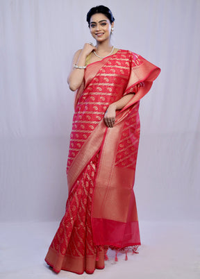 Pink Kora Silk Saree With Blouse Piece - Indian Silk House Agencies