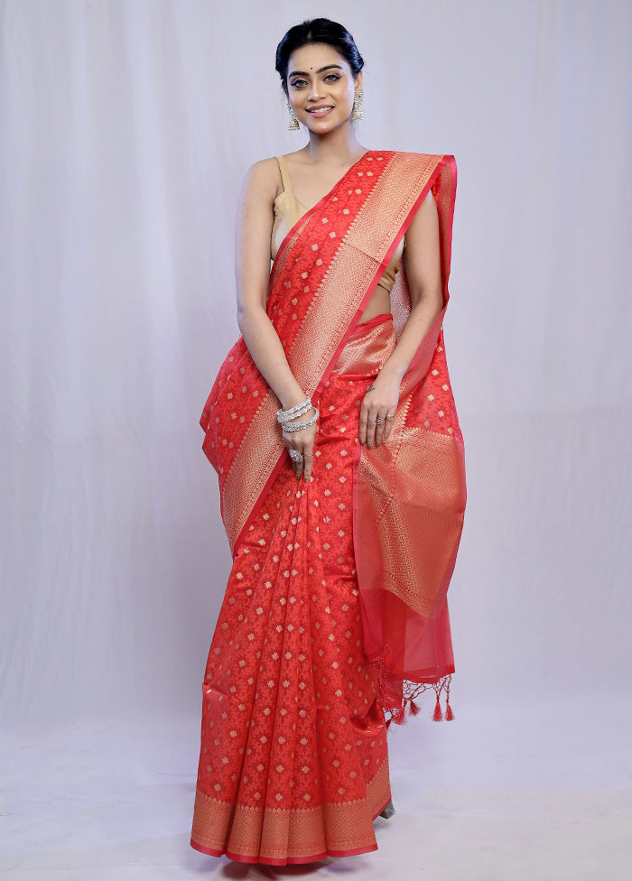 Red Kora Silk Saree With Blouse Piece - Indian Silk House Agencies