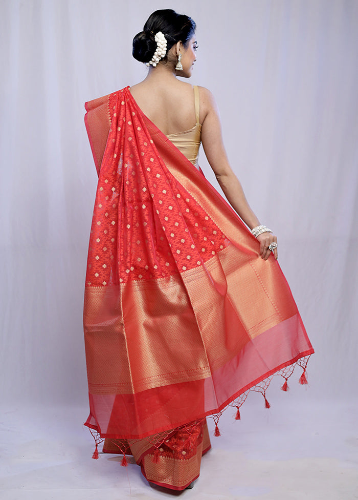 Red Kora Silk Saree With Blouse Piece - Indian Silk House Agencies