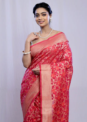 Pink Kora Silk Saree With Blouse Piece - Indian Silk House Agencies