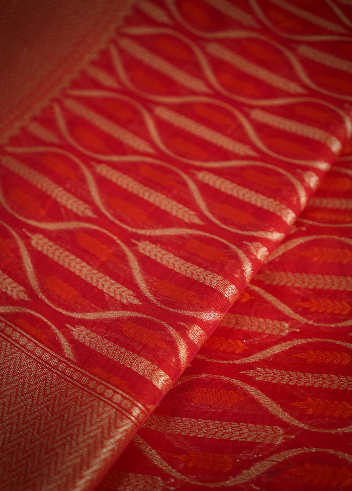 Red Kora Silk Saree With Blouse Piece - Indian Silk House Agencies