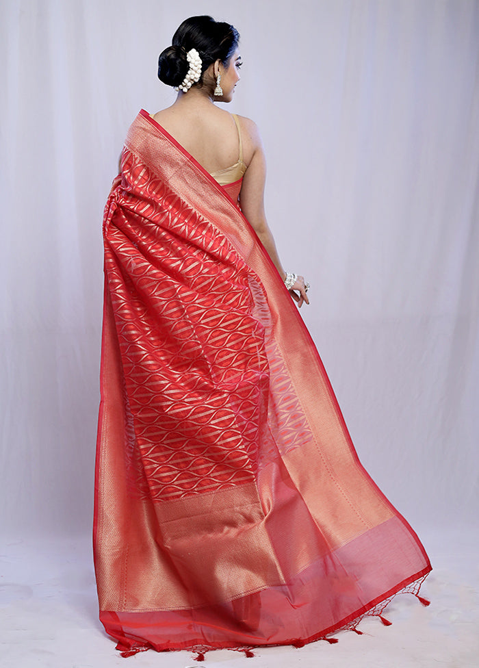 Red Kora Silk Saree With Blouse Piece - Indian Silk House Agencies