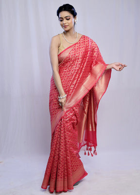 Pink Kora Silk Saree With Blouse Piece - Indian Silk House Agencies