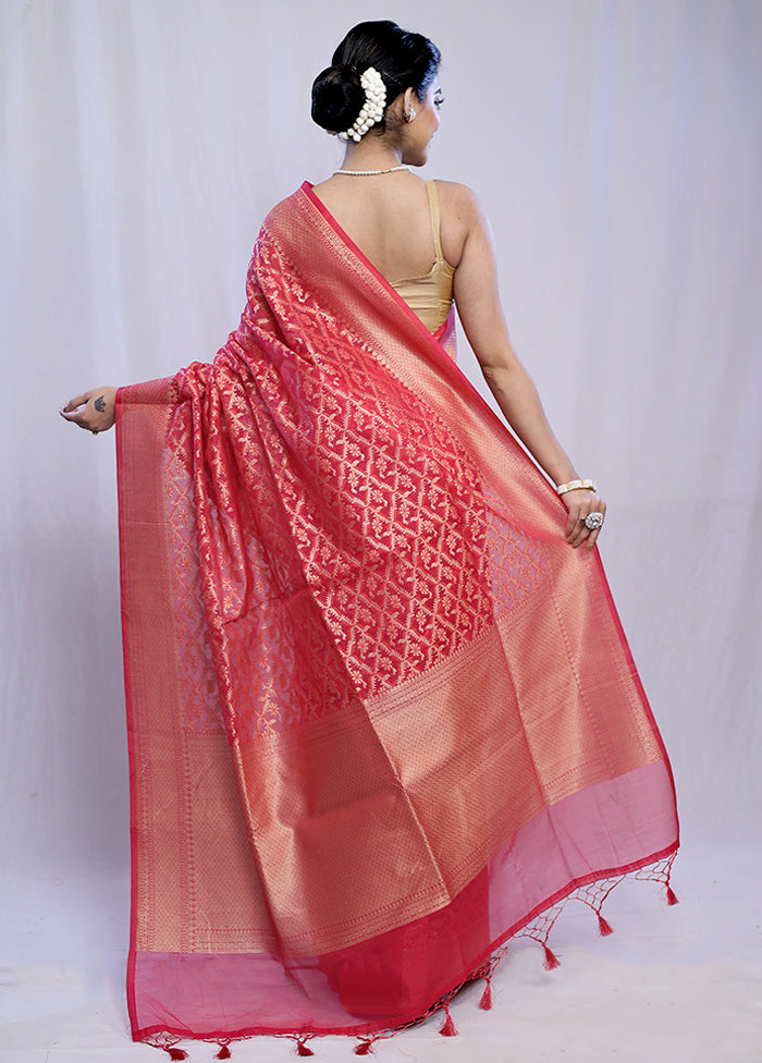 Pink Kora Silk Saree With Blouse Piece - Indian Silk House Agencies