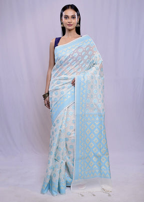 Cream Kora Silk Saree With Blouse Piece - Indian Silk House Agencies