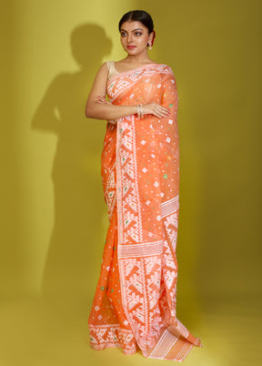 Orange Tant Cotton Saree Without Blouse Piece - Indian Silk House Agencies