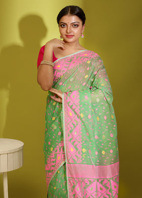 Pink Tant Cotton Saree Without Blouse Piece - Indian Silk House Agencies