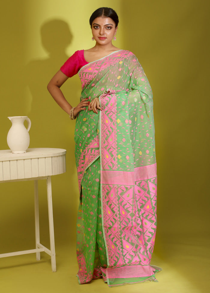 Pink Tant Cotton Saree Without Blouse Piece - Indian Silk House Agencies