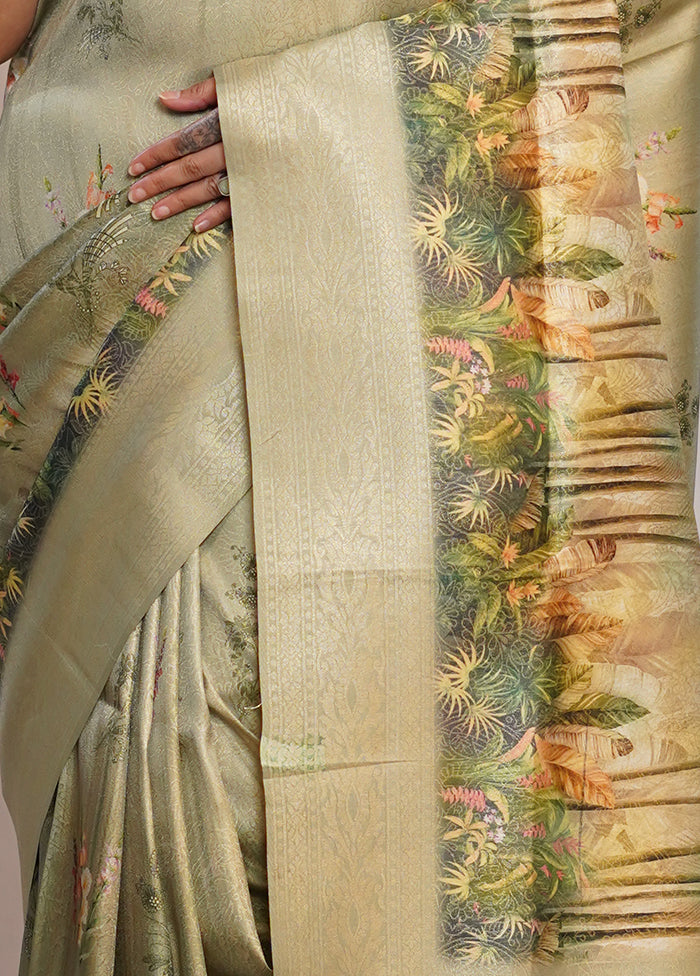 Green Dupion Silk Saree With Blouse Piece - Indian Silk House Agencies