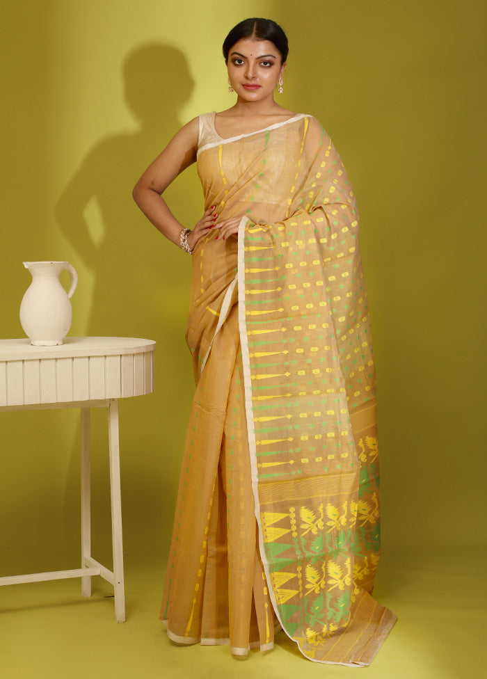 Brown Tant Cotton Saree Without Blouse Piece - Indian Silk House Agencies