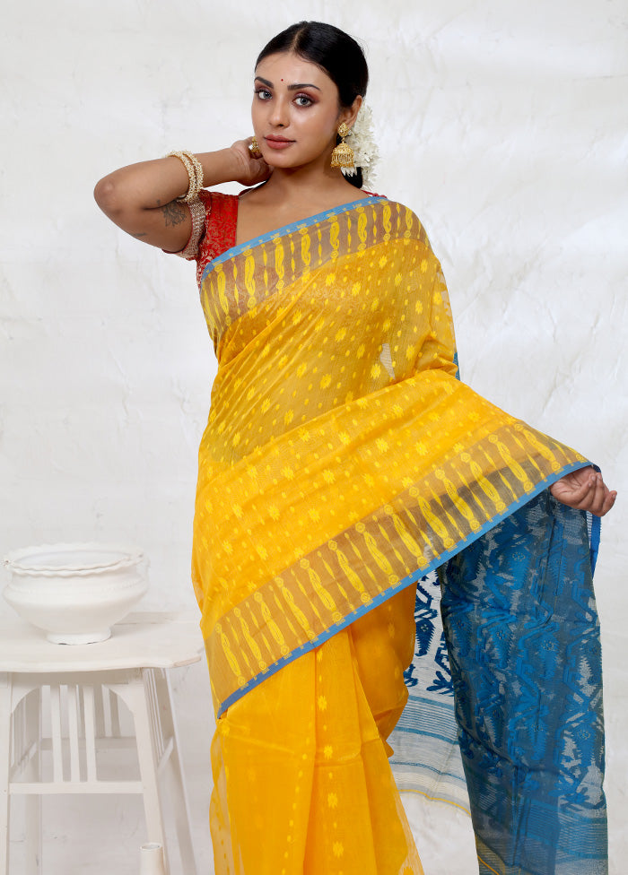 Yellow Tant Cotton Saree Without Blouse Piece - Indian Silk House Agencies