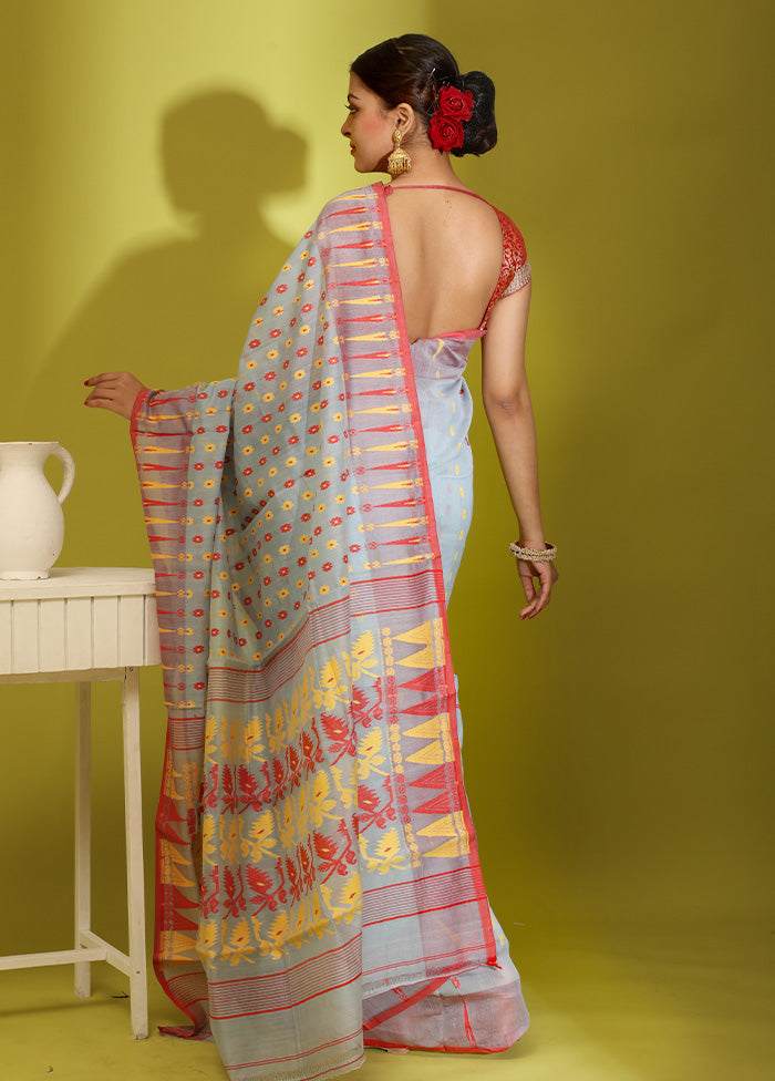 Blue Tant Cotton Saree Without Blouse Piece - Indian Silk House Agencies